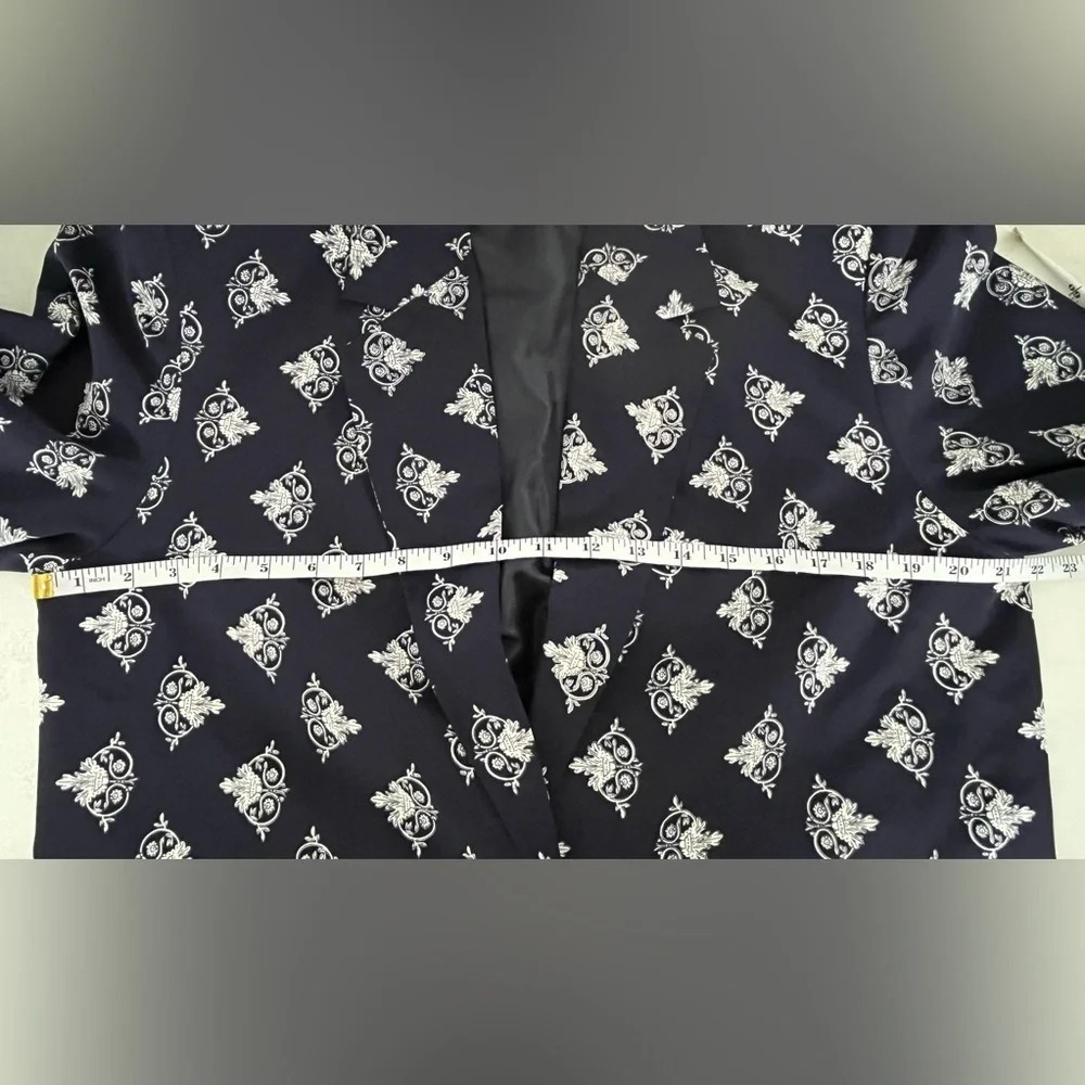 Vintage 80’s EATON COLLECTABLES/ Blazer/ Damask print/ White & blue/ Size US 14 - Picture 12 of 12